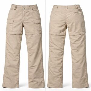 The North Face Convertible Cargo Pants Womens 8 Beige Canvas Drawstring Outdoor